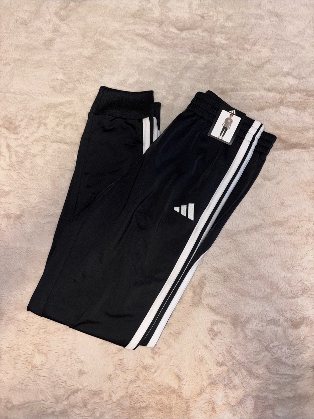 adidas Black Joggers with White Side Stripes